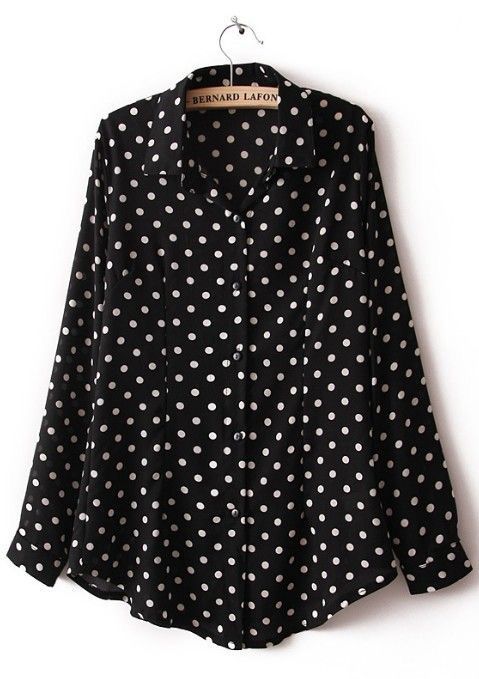 Black Polka Dots Printed Jorjet Shirt